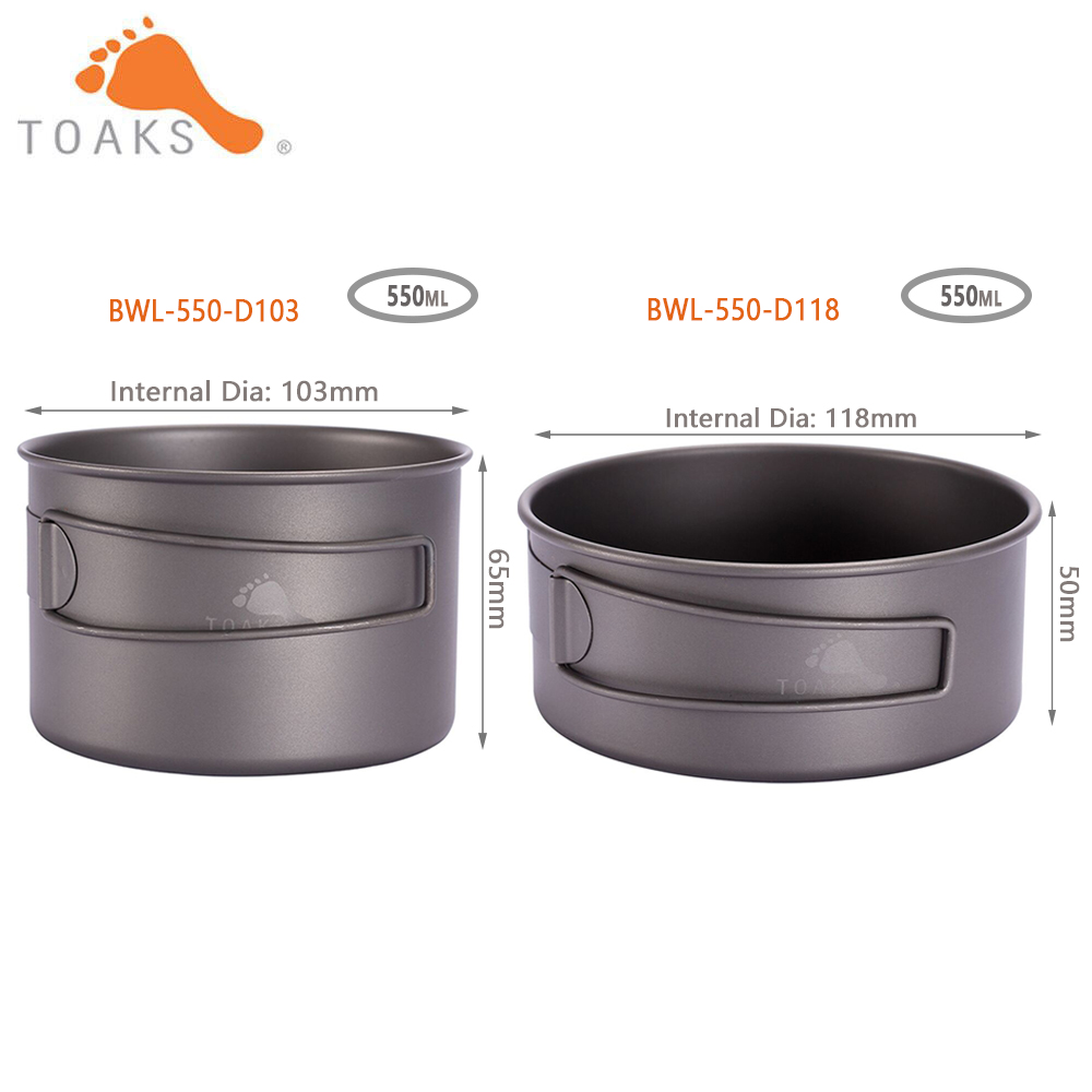 Mess Kit Titanium - TOAKS BWL-550 التخييم التيتانيوم عاء مع