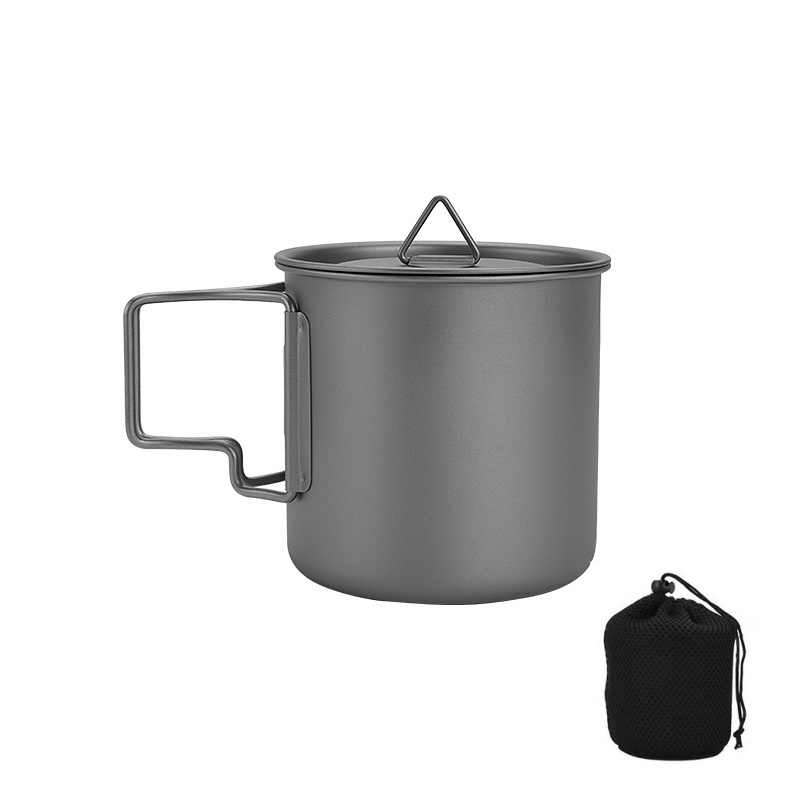 Mess Kit Titanium - كوب تخييم من التيتانيوم بمقبض قابل