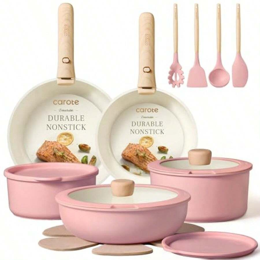 Camping Cooking Set Detachable Handle - مجموعة أواني طهي غير لاصقة مكونة