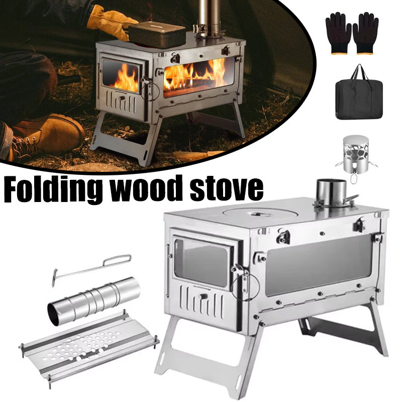 Camping Cooking Wood Stove - 430 الفولاذ المقاوم للصدأ المحمولة خيمة