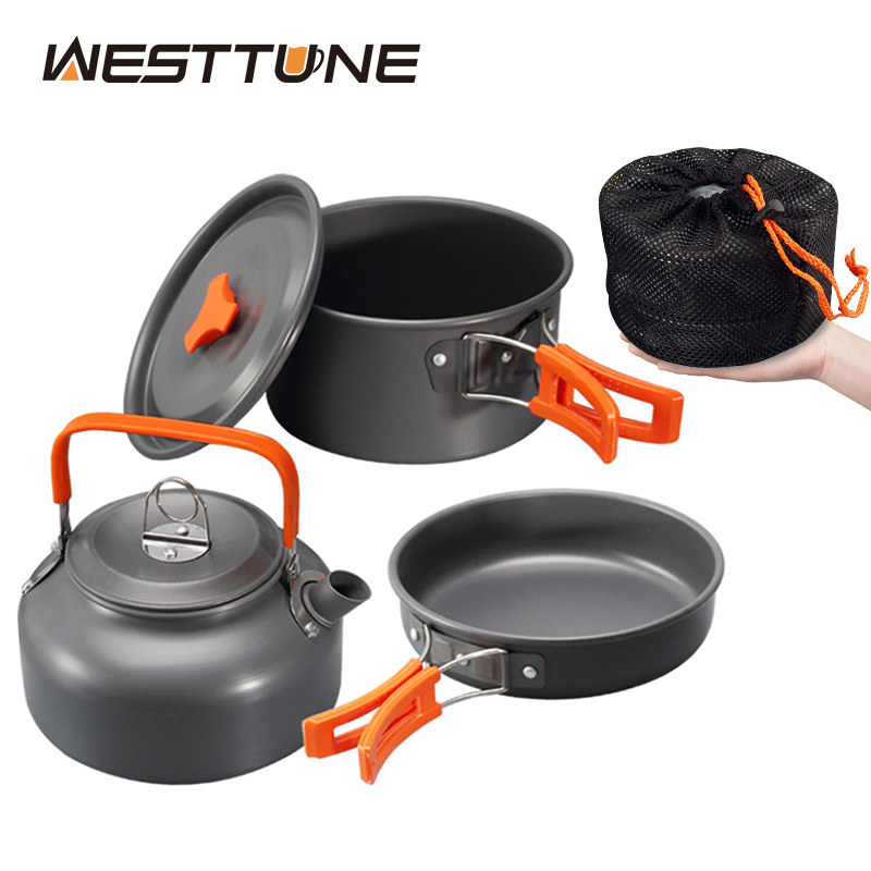Camping Cooking Pan Set - WESTTUNE التخييم طقم حلل استانلس ستيل