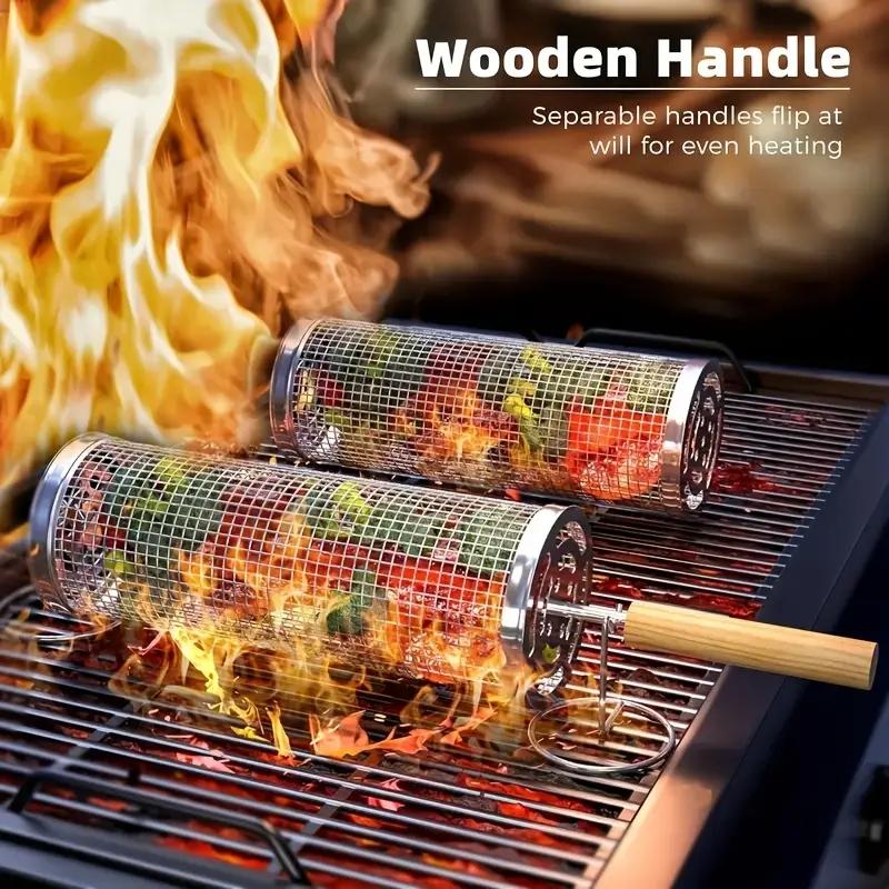 Camping Cooking Grill - سلة شواء من الفولاذ المقاوم للصدأ،