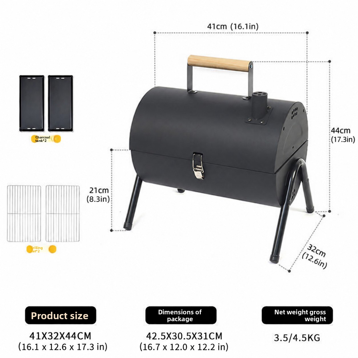 Camp Grill Portable Folding - شواية خارجية مزدوجة الجوانب، شواية محمولة