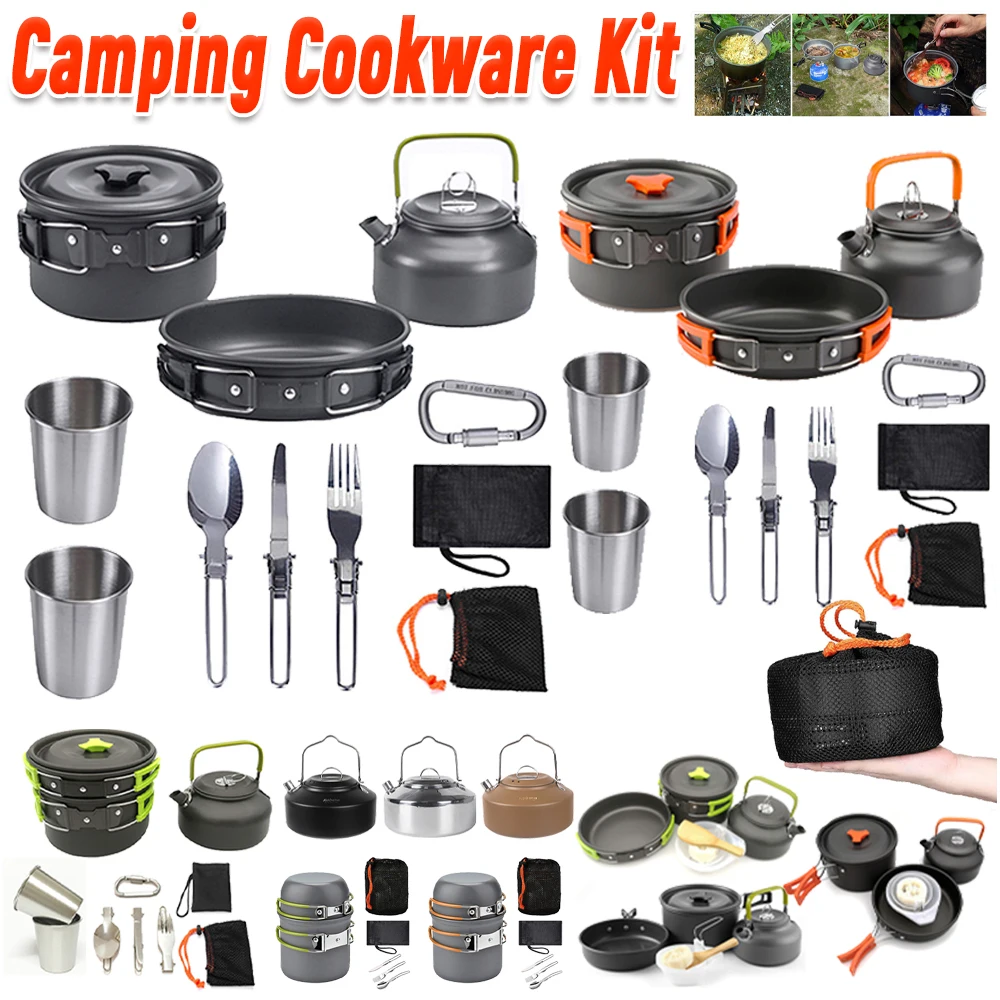 Camping Cooking Pan Set - طقم أدوات طهي للتخييم، غلاية ووعاء