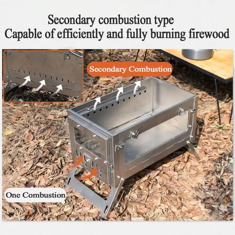 430 الفولاذ المقاوم للصدأ المح - مراجعة Camping Cooking Wood Stove وسعره