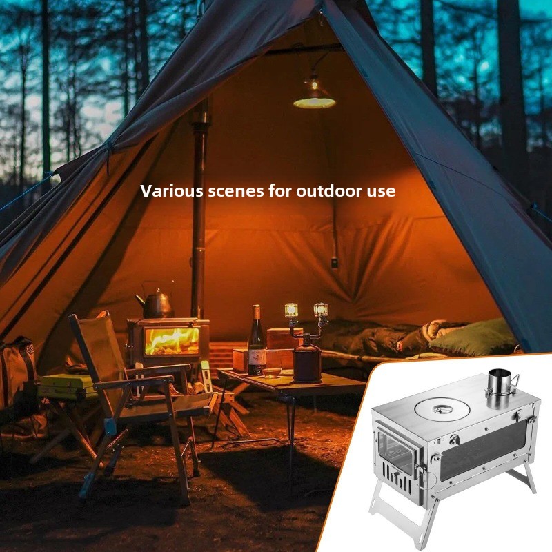 430 الفولاذ المقاوم للصدأ المح - مراجعة Camping Cooking Wood Stove وسعره