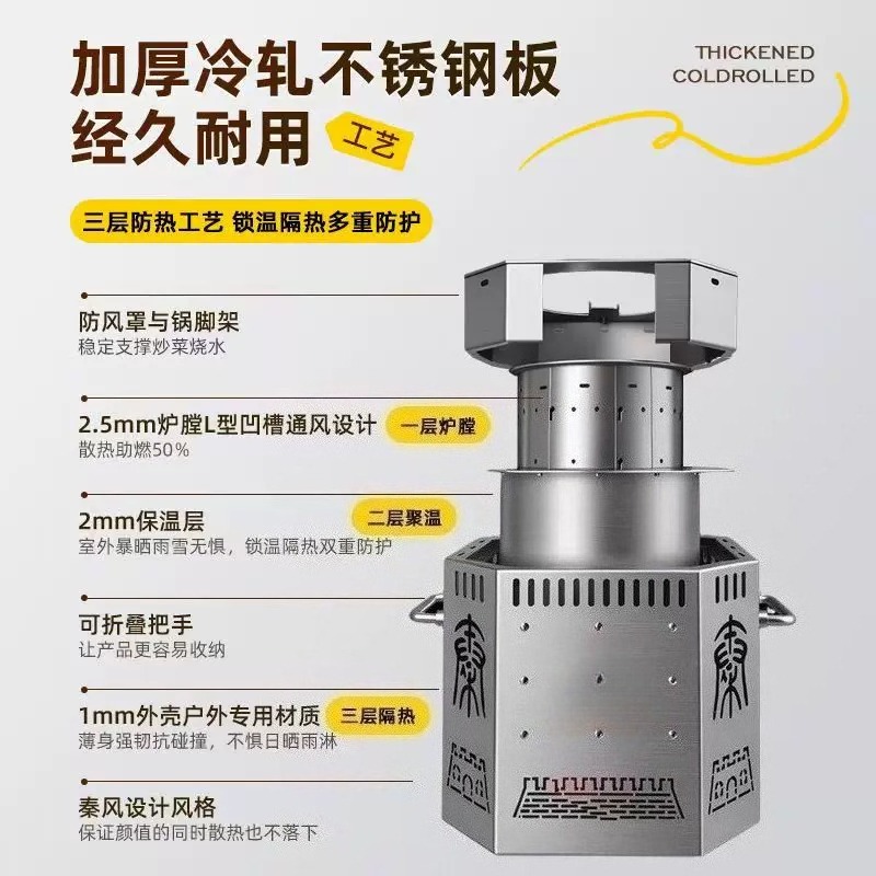 موقد خشبي من الفولاذ المقاوم ل - مراجعة Camping Cooking Wood Stove وسعره