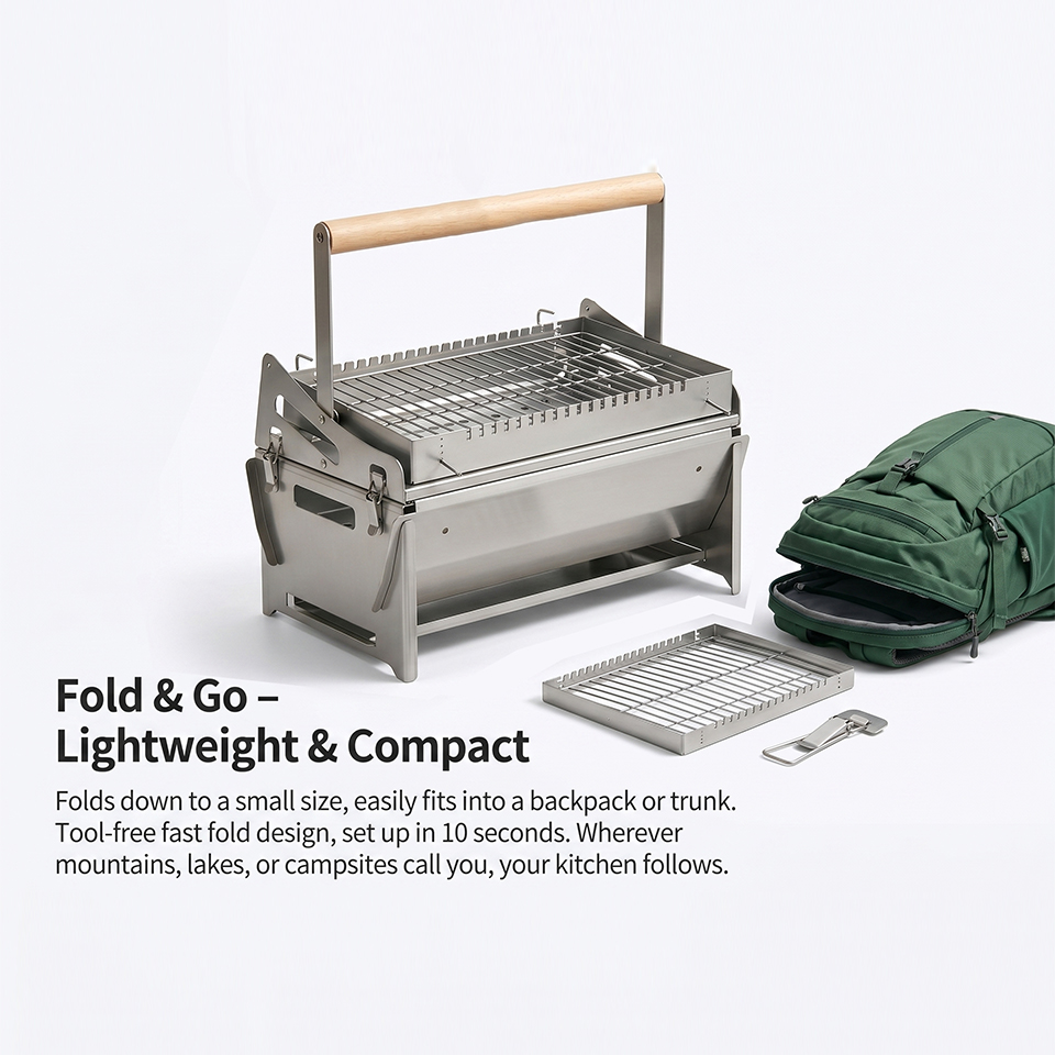 شواية فحم محمولة مصنوعة من الف - مراجعة Camp Grill Portable Folding وسعره