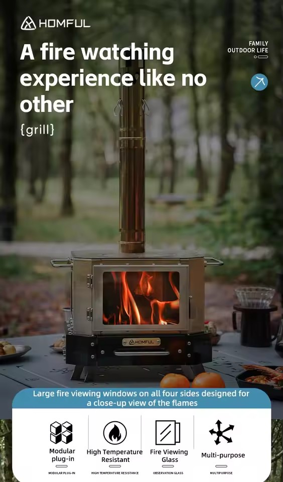 موقد حطب محمول من HOMFUL للتدف - مراجعة Camping Cooking Wood Stove وسعره