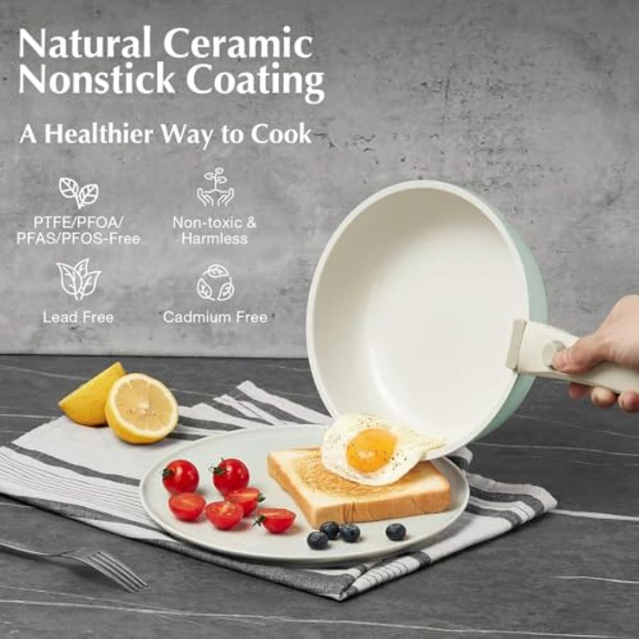 طقم أواني طهي سيراميك غير لاصق - مراجعة Camping Cooking Set Detachable Handle وسعره