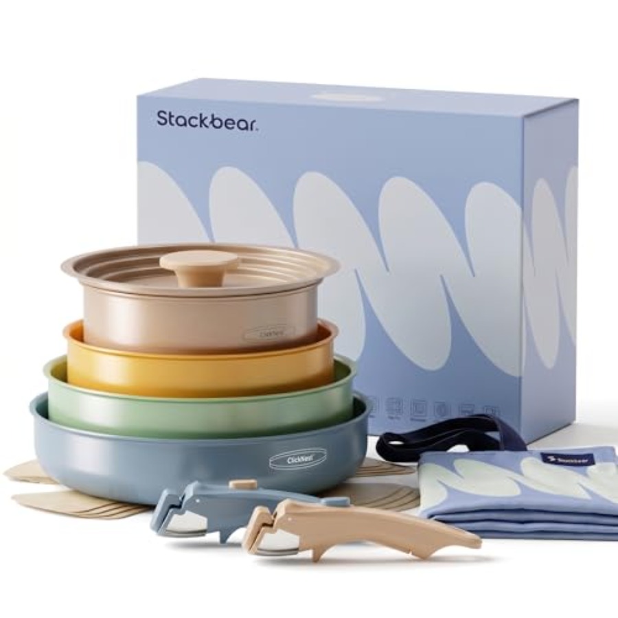 طقم أواني طهي سيراميك، قدور وم - مراجعة Camping Cooking Set Detachable Handle وسعره