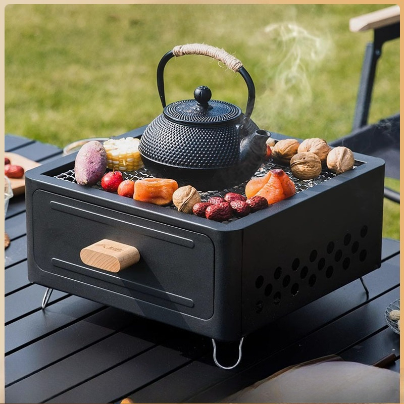 شواية فحم محمولة مربعة الشكل ل - مراجعة Camping Cooking Grill وسعره