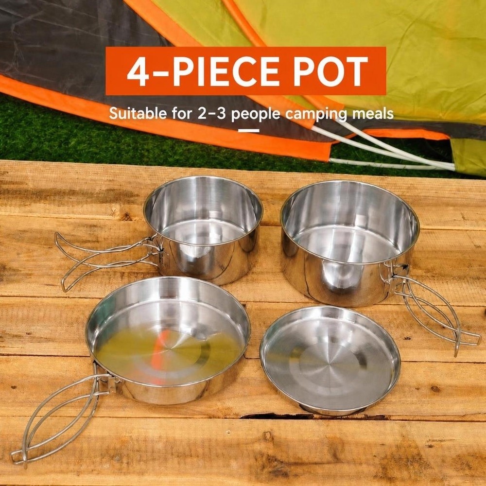 مجموعة أدوات طهي محمولة من الف - مراجعة Camping Cooking Pan Set وسعره