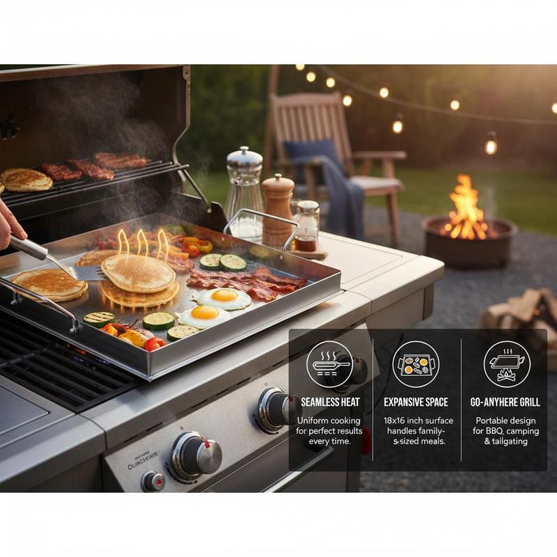 شواية مسطحة عالمية مقاس 18x16  - مراجعة Camping Cooking Grill وسعره