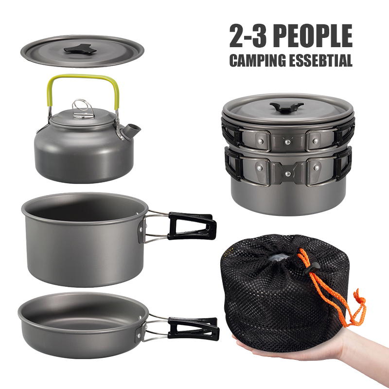 WESTTUNE التخييم طقم حلل استان - مراجعة Camping Cooking Pan Set وسعره