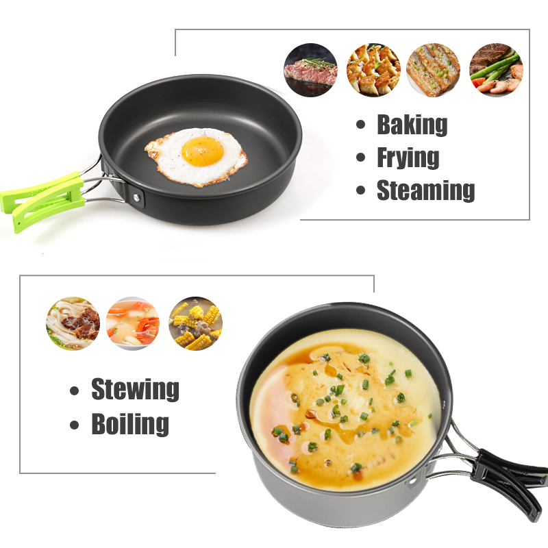 WESTTUNE التخييم طقم حلل استان - مراجعة Camping Cooking Pan Set وسعره
