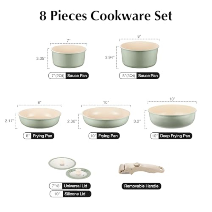 طقم أواني طهي سيراميك غير لاصق - مراجعة Camping Cooking Set Detachable Handle وسعره
