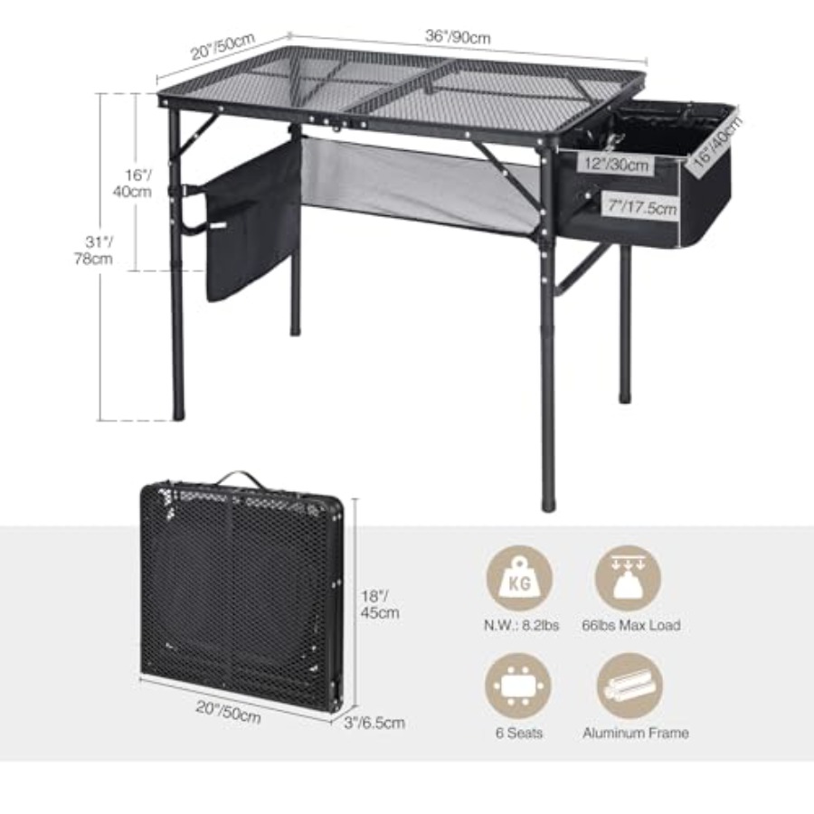 طاولة شواء قابلة للطي ومحمولة  - مراجعة Camp Grill Portable Folding وسعره