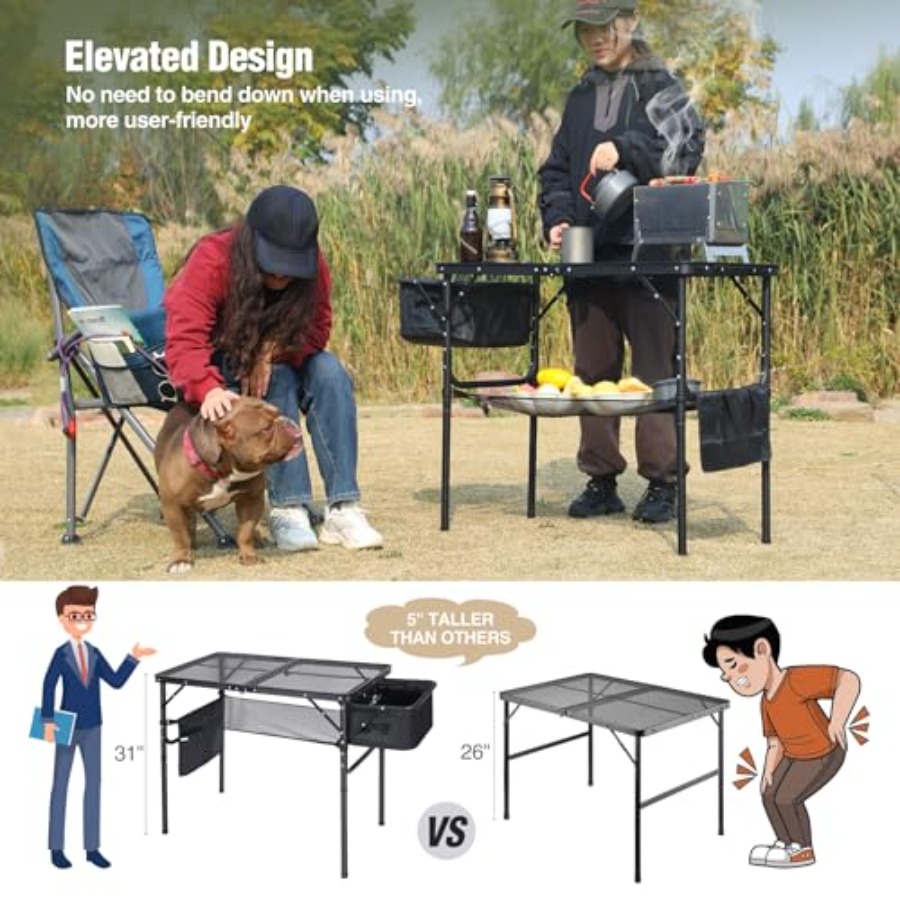 طاولة شواء قابلة للطي ومحمولة  - مراجعة Camp Grill Portable Folding وسعره