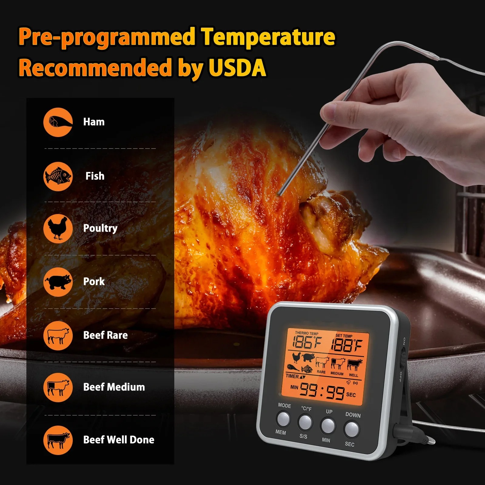 ميزان حرارة اللحوم الرقمي LCD، - مراجعة Meat Thermometer Camp وسعره