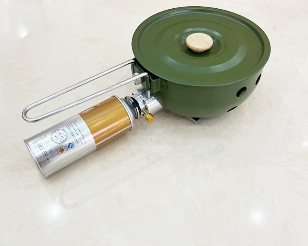 موقد غاز للتخييم مع مقلاة غير  - مراجعة Camping Cooking Gas Stove Portable Tool وسعره