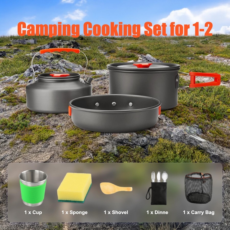 طقم أواني طهي للتخييم: قدر غير - مراجعة Camping Cooking Pan Set وسعره