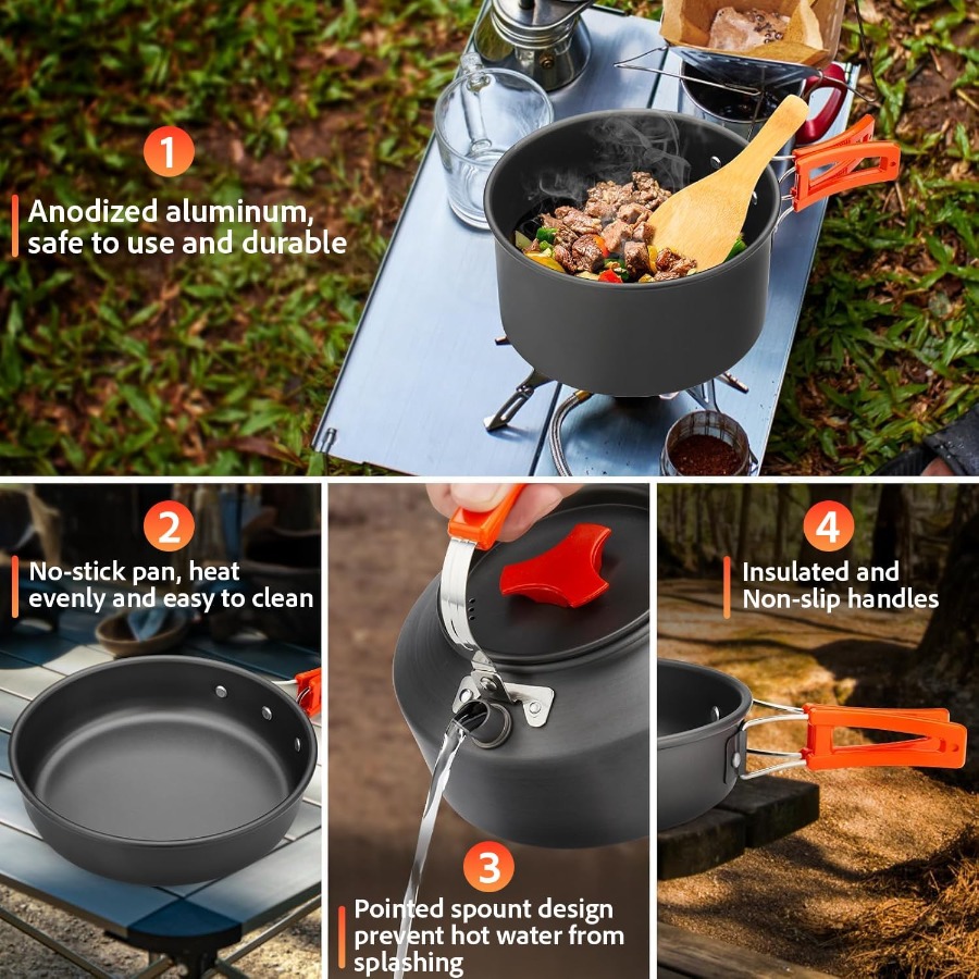 طقم أواني طهي للتخييم: قدر غير - مراجعة Camping Cooking Pan Set وسعره