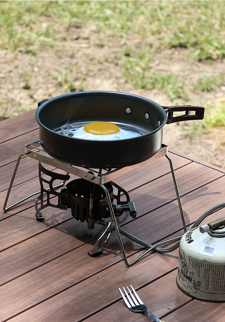 حامل موقد خارجي من الفولاذ الم - مراجعة Camping Cooking Pan Set وسعره