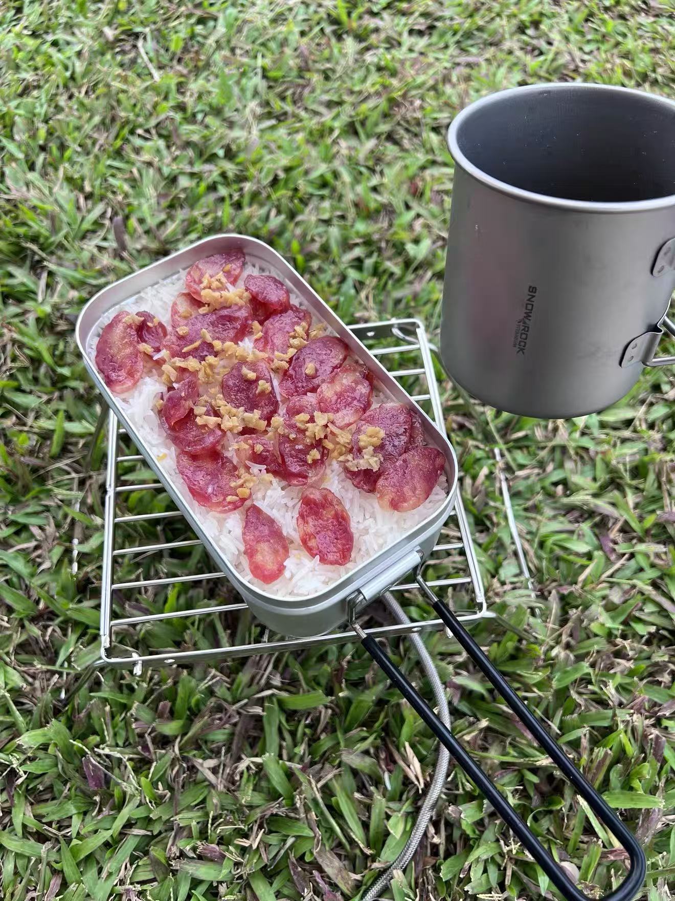 حامل موقد خارجي من الفولاذ الم - مراجعة Camping Cooking Pan Set وسعره