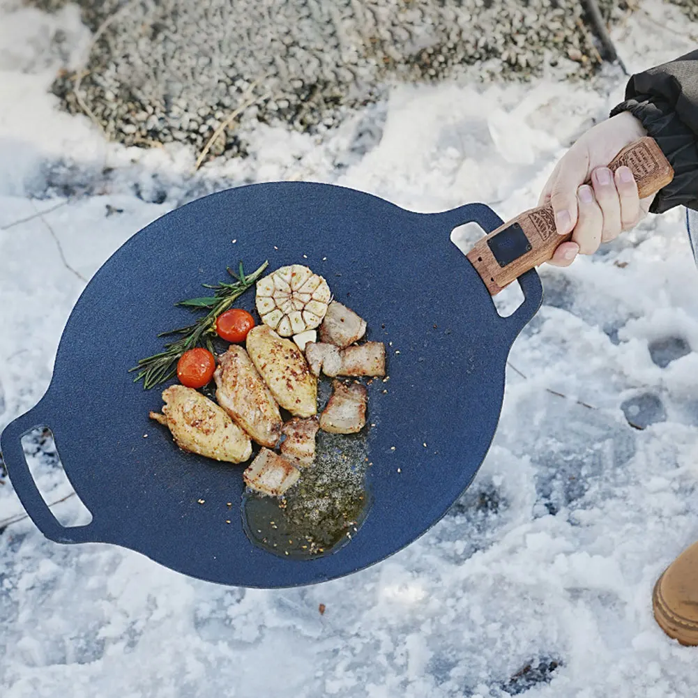 مقبض شواية خشبي طبيعي للاستخدا - مراجعة Camping Cooking Set Detachable Handle وسعره