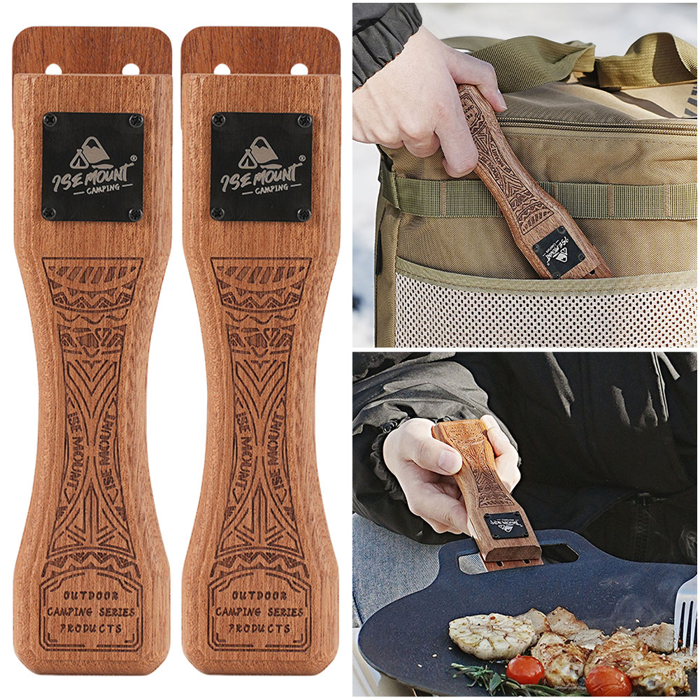 مقبض شواية خشبي طبيعي للاستخدا - مراجعة Camping Cooking Set Detachable Handle وسعره