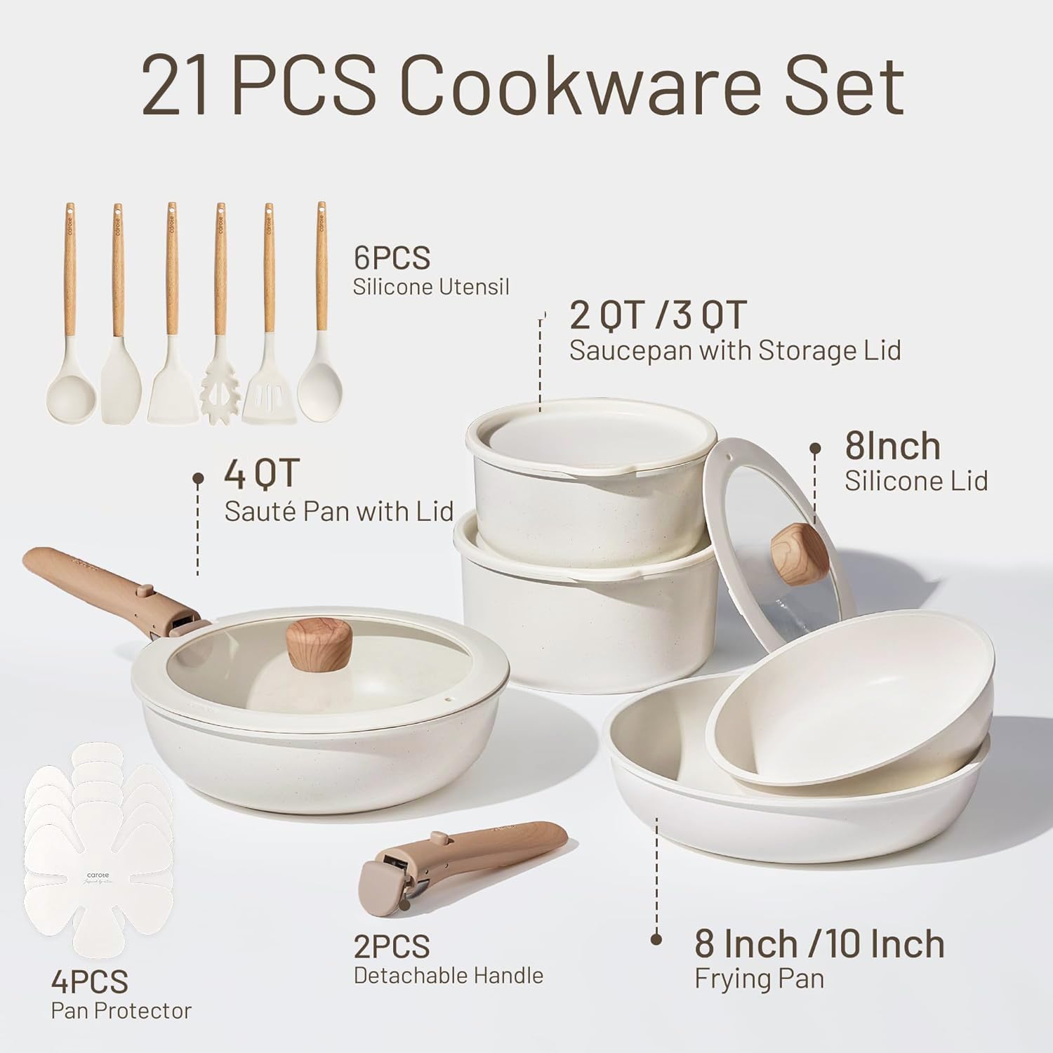 طقم أواني طهي 21 قطعة، أواني غ - مراجعة Camping Cooking Set Detachable Handle وسعره