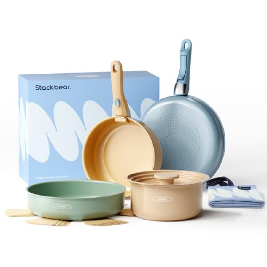 طقم أواني طهي سيراميك، قدور وم - مراجعة Camping Cooking Set Detachable Handle وسعره