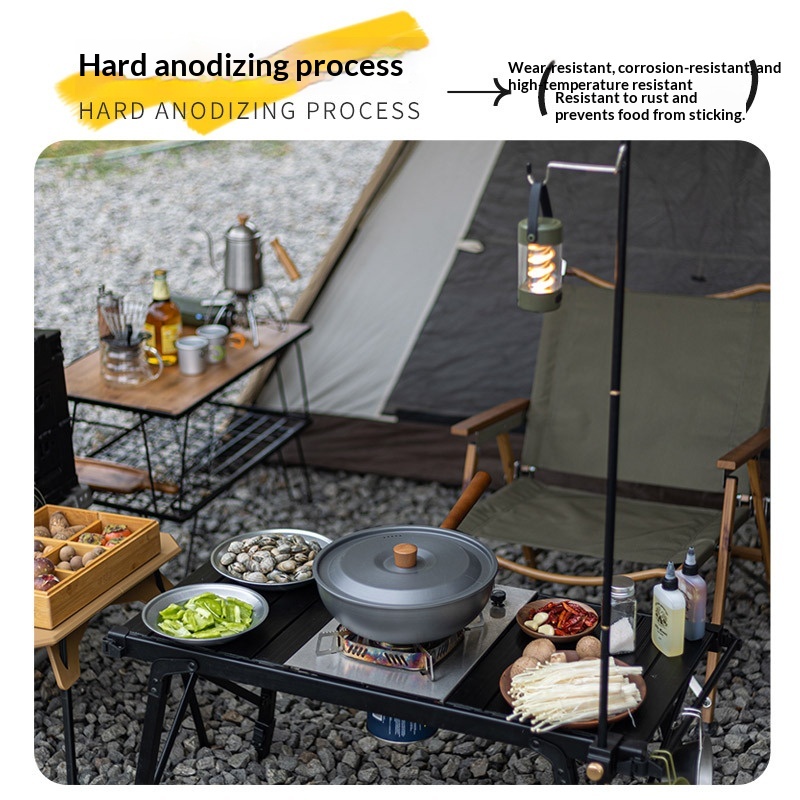 مقلاة ووك خارجية من سبائك الأل - مراجعة Camping Cooking Set Detachable Handle وسعره
