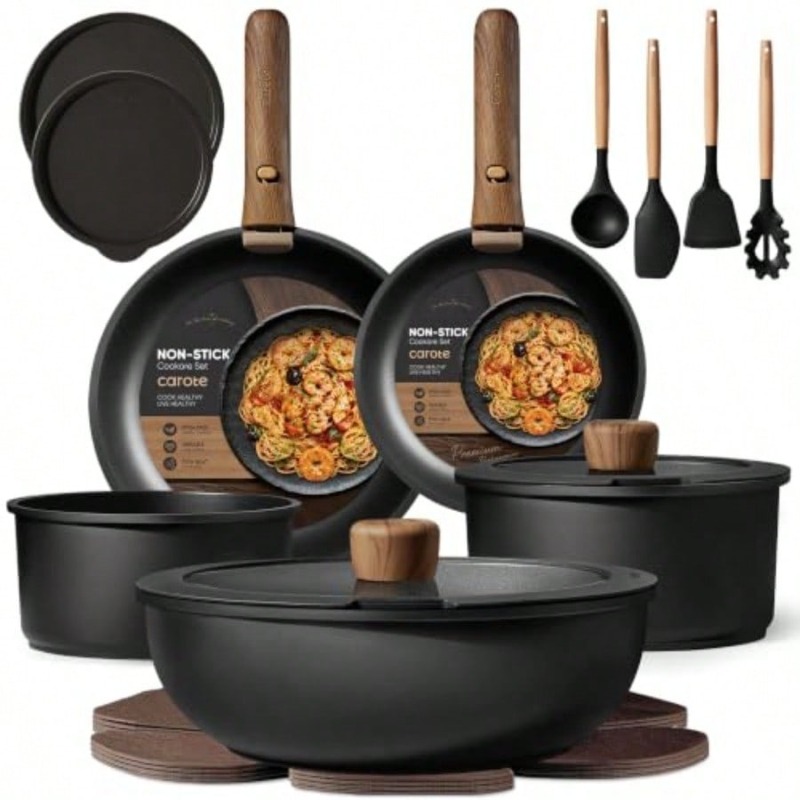 مجموعة أواني طهي مكونة من 19 ق - مراجعة Camping Cooking Set Detachable Handle وسعره